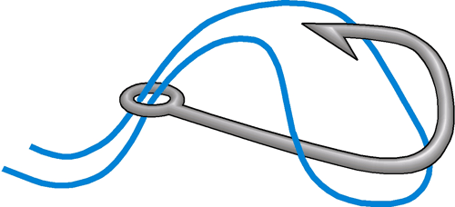The cow hitch, used for attaching an eyed hook to a dropper loop