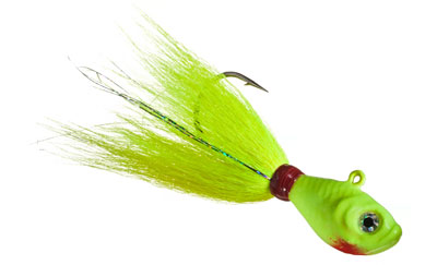 Examples of bucktail jigs for saltwater fishing