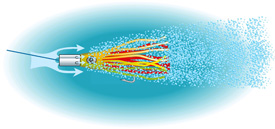 Skirted fishing lures produce a trail of fish-attracting bubbles