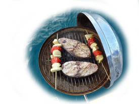 Fish steaks in the barbecue