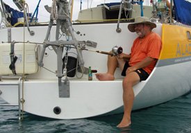 Fishing from a sailboat